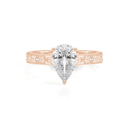 Gravierter Vintage-Verlobungsring mit Diamantbesatz
