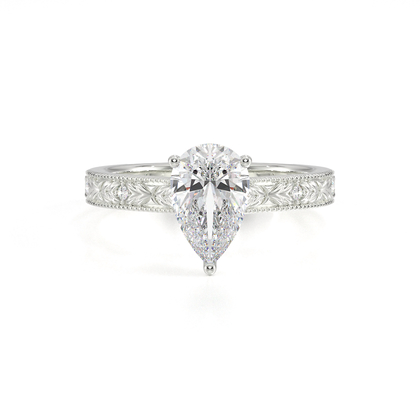 Gravierter Vintage-Verlobungsring mit Diamantbesatz