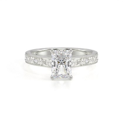 Gravierter Vintage-Verlobungsring mit Diamantbesatz