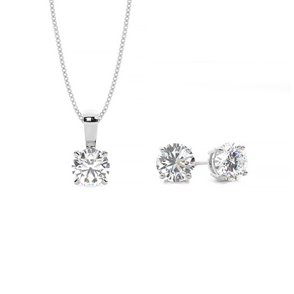 Round Solitaire Pendant and Earring Set