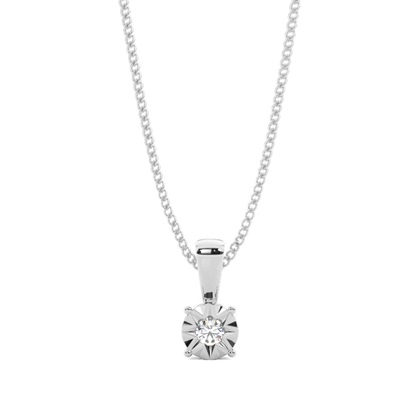 Anhänger und Ohrringe mit rundem Solitär in Illusionsfassung