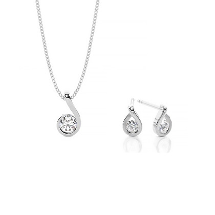 Round Solitaire Pendant and Earring Set