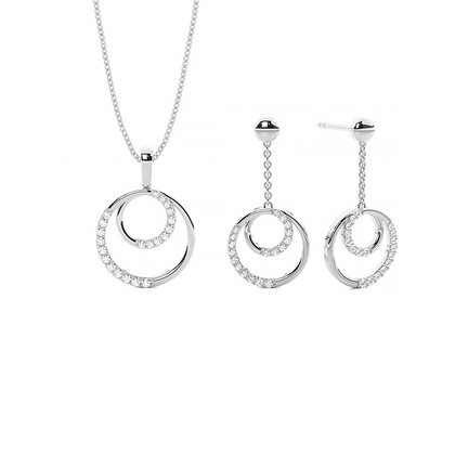 Round Delicate Pendant and Earring Set