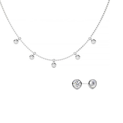 Bezel Look Necklace and Earring Set