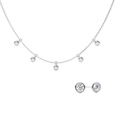 Bezel Look Necklace and Earring Set