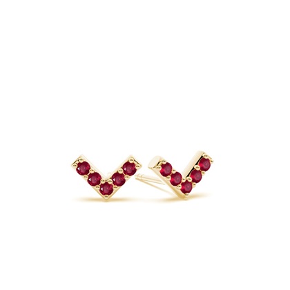 Zarte V-Form Rubin Ohrringe und Anhänger Set