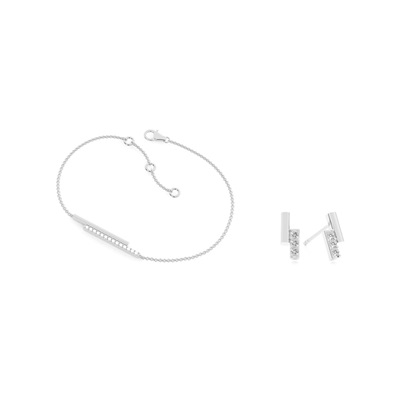 Prong Setting Earring and Bracelet Set