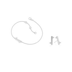 Klassisches Diamant Barren Armband und Ohrring Set
