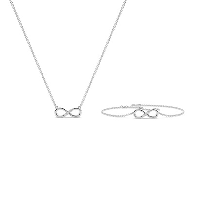 Infinity Diamond Dainty Chain Necklace and Bracelet Set