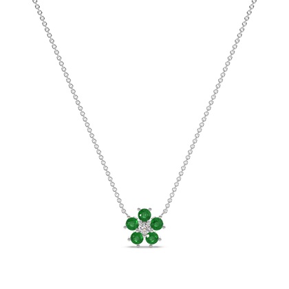 Runder Smaragd Florale Halskette, Ohrring und Armband Set