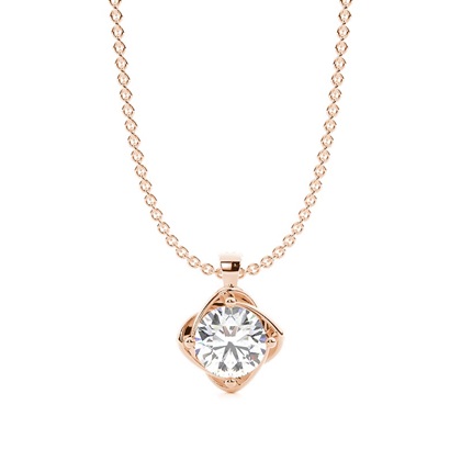 Runder Solitär-Anhänger und Ohrring-Set im Floralen-Look