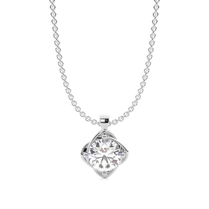 Runder Solitär-Anhänger und Ohrring-Set im Floralen-Look