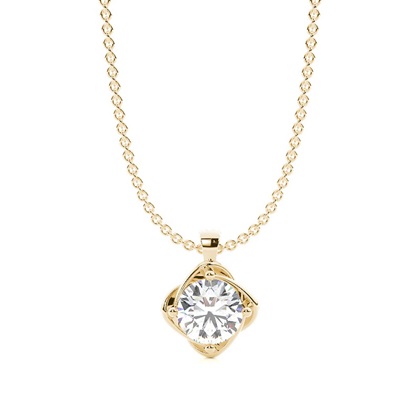 Runder Solitär-Anhänger und Ohrring-Set im Floralen-Look