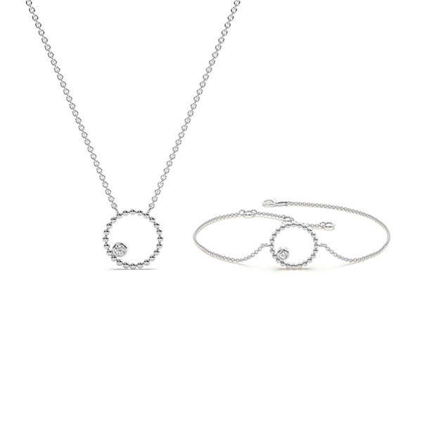 Round Shape Bubble Diamond Pendant and Bracelet set