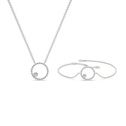 Round Shape Bubble Diamond Pendant and Bracelet set