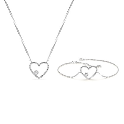 Heart Shape Bubble Diamond Pendant and Bracelet set
