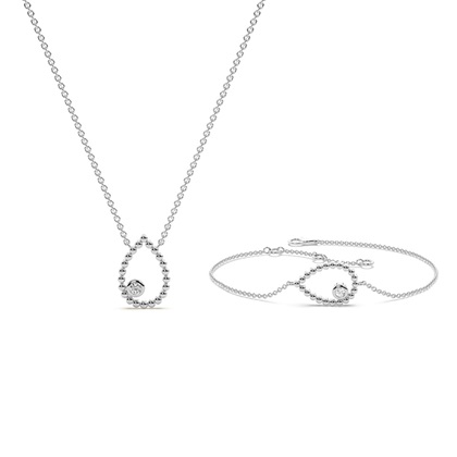 Pear Shape Bubble Diamond Pendant and Bracelet set