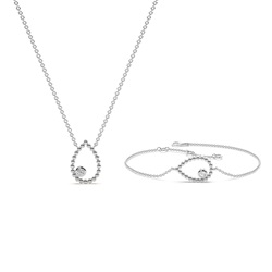 Tropfenförmiger Bubble-Diamant-Anhänger und Armband-Set