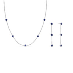 Blaue Saphir Halskette für den Alltsg mit passendem Ohrring-Set