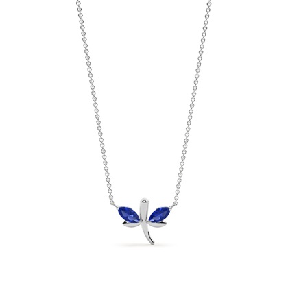 Zartes Halsketten und Ohrring-Set mit Saphir Libelle und blauem Marquise