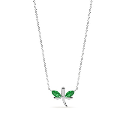 Zarte Kette Halskette und Ohrring Set mit Smaragd und Marquise Libelle