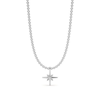 Zarte Nordstern Diamanten-Halskette und Ohrring Set