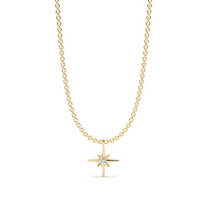 Zarte Nordstern Diamanten-Halskette und Ohrring Set