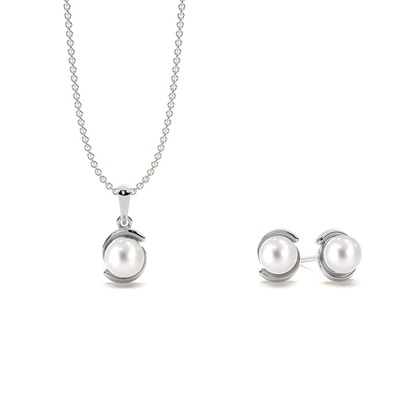 Classic Swirl Pearl Necklace and Earring