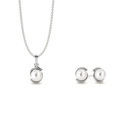 Classic Swirl Pearl Necklace and Earring