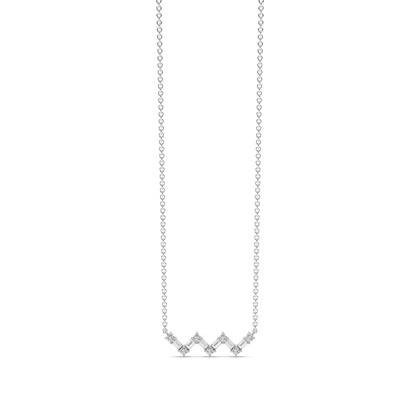 Baguette und runder Diamant Halskette und Ohrring Set in Zick-Zack Optik