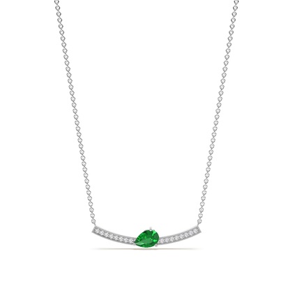 Halskette und Ohrring Set mit Smaragd und rundem Diamant