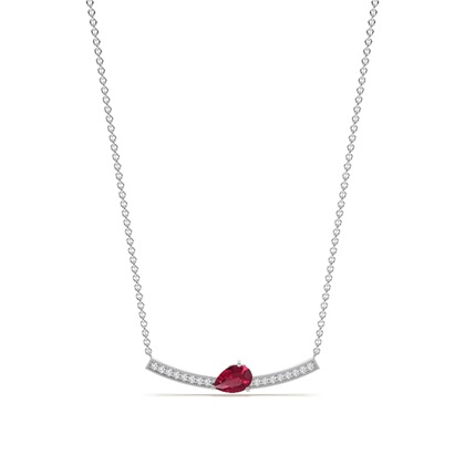 Halskette und Ohrring Set mit Rubin und rundem Diamant