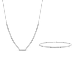Diamant und Metall Bar Halskette und Armband Set