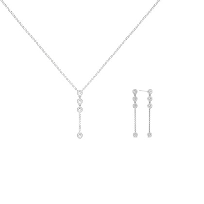 Jovial Diamond Disc chain lariate and earring set