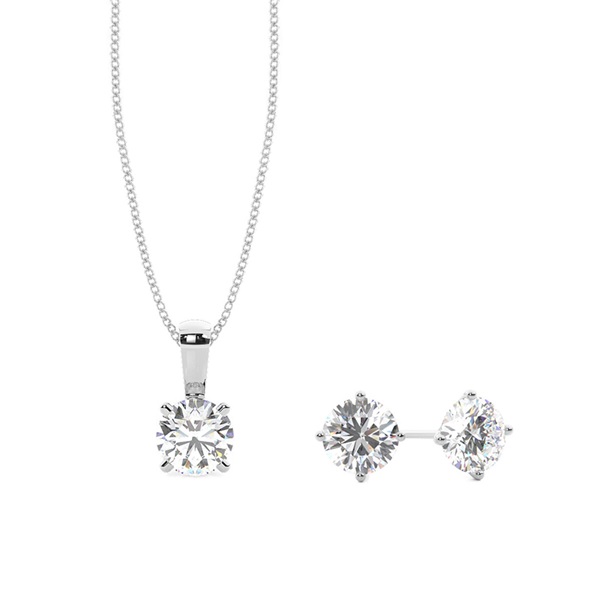 Round Solitaire Pendant and Earring Set