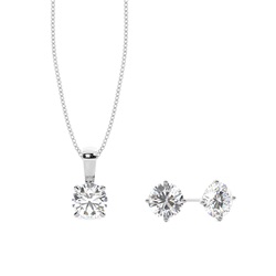 Round Solitaire Pendant and Earring Set