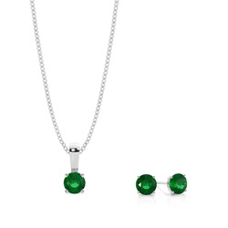 Round Emerald Pendant and Earring set