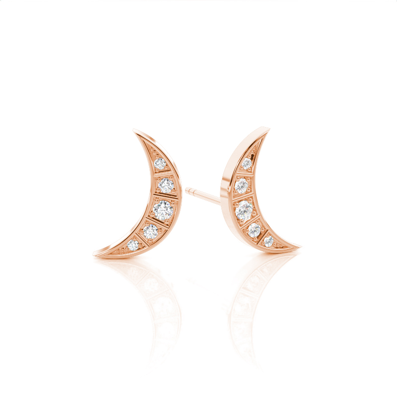 Zartes Diamant-Set mit Halbmond-Motiv - Anhänger und Ohrringe