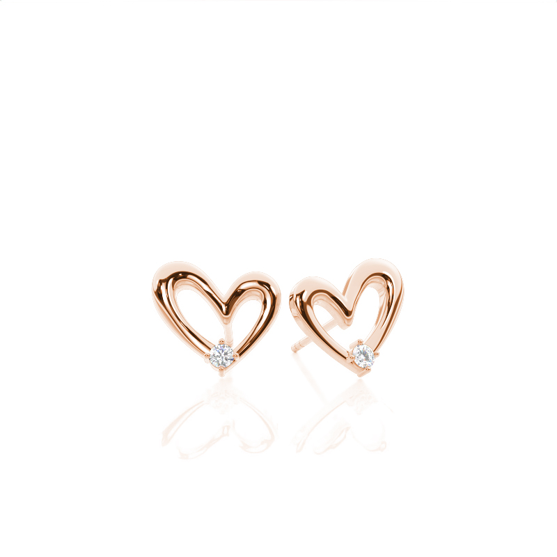 Zartes Schmuck-Set mit Herz-Motiv und Diamant-Akzenten - Anhänger und Ohrringe