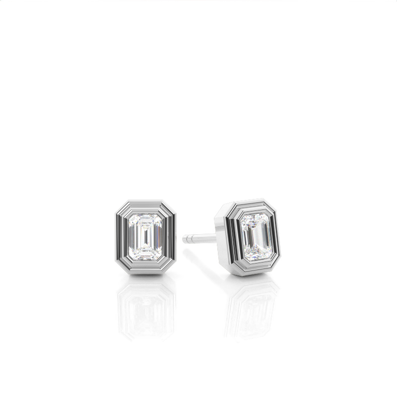 Smaragd-Solitär-Set mit doppelter Zargenfassung - Anhänger, Ohrringe und Armband