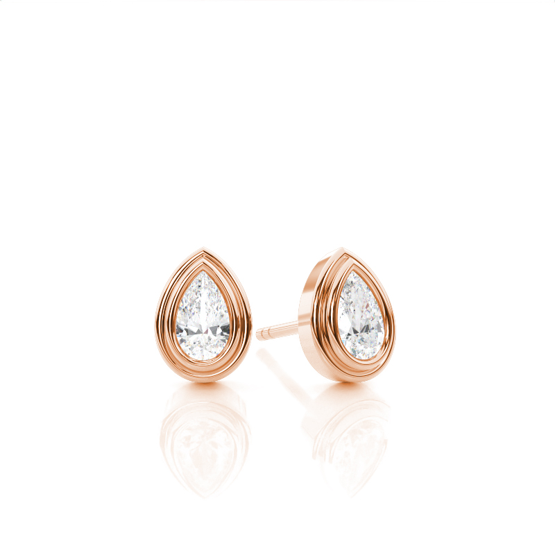 Tropfen-Solitär-Set mit doppelter Zargenfassung - Anhänger, Ohrringe und Armband