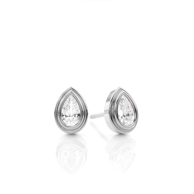 Tropfen-Solitär-Set mit doppelter Zargenfassung - Anhänger, Ohrringe und Armband