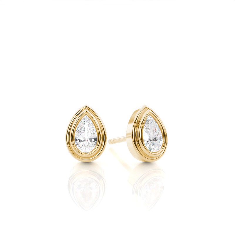 Tropfen-Solitär-Set mit doppelter Zargenfassung - Anhänger, Ohrringe und Armband