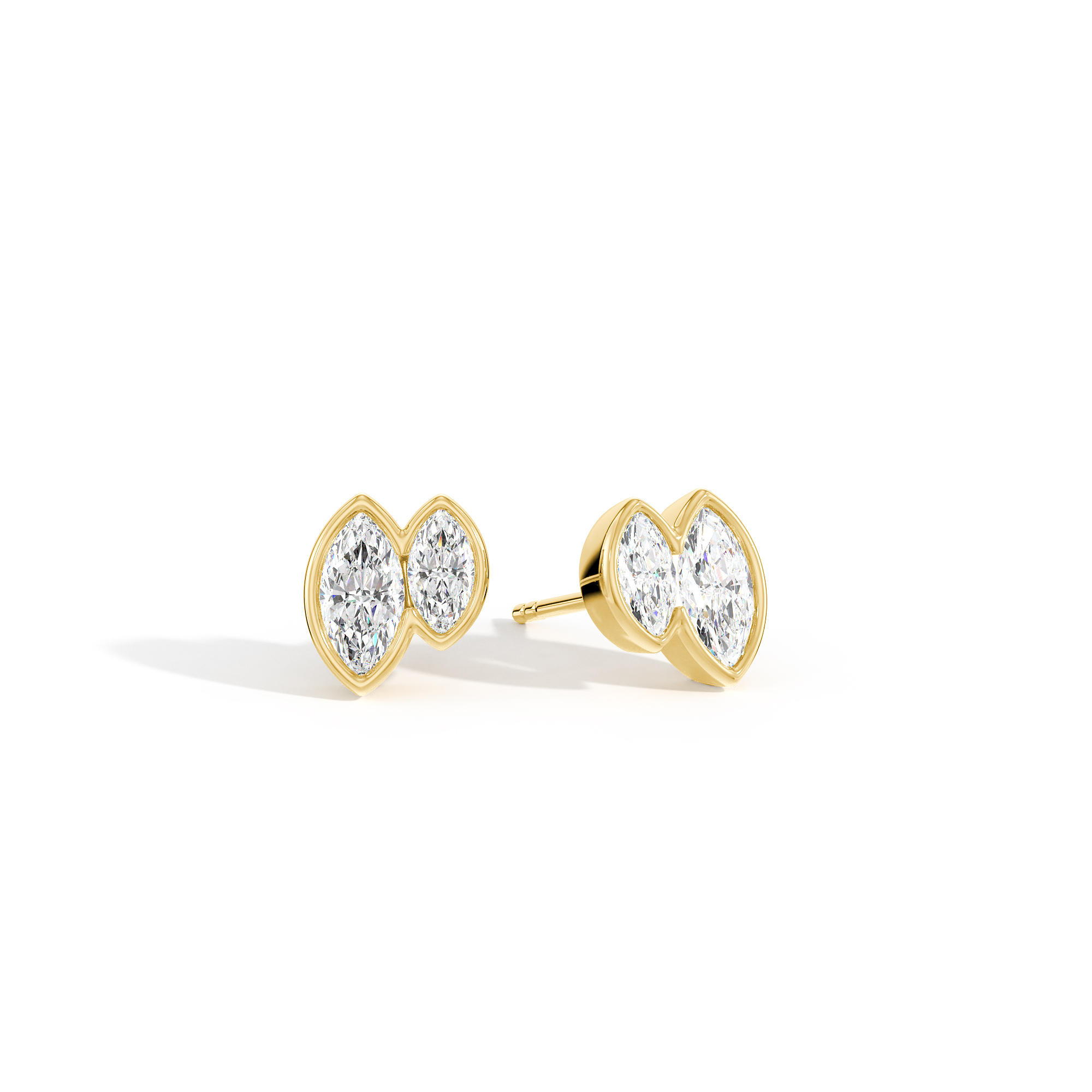 Das perfekte Paar – Toi-et-Moi-Geschenkset aus silbervergoldetem Anhänger und Ohrringen mit Marquise-Diamanten in Zargenfassung