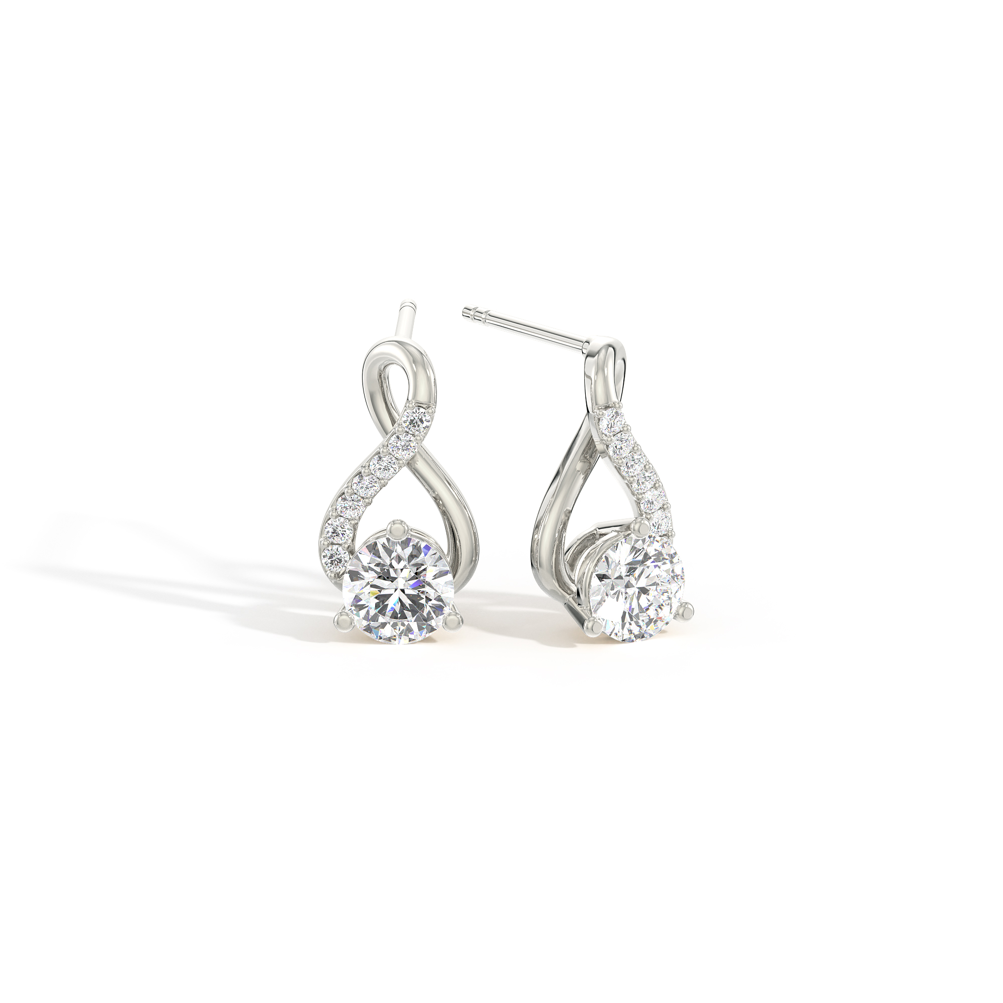 Ewigkeit Pavé Solitaire-Diaant-Geschenkset aus Silber mit Anhänger und Ohrringen