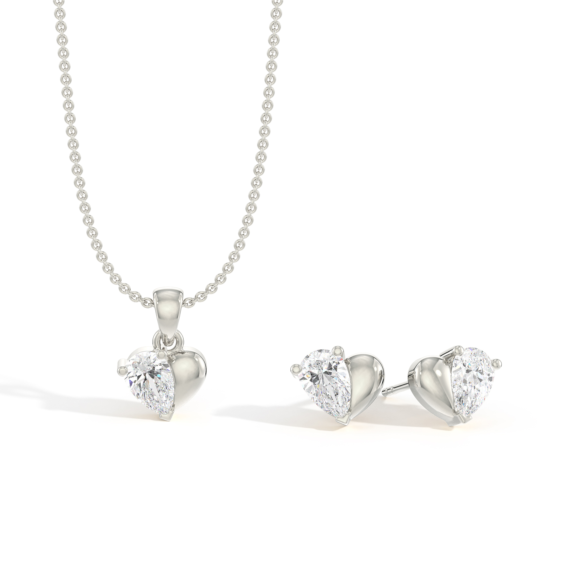 The Ultimate Expression 9kt Yellow Gold Heart Solitaire Diamond Pendant and Earring Gift Set