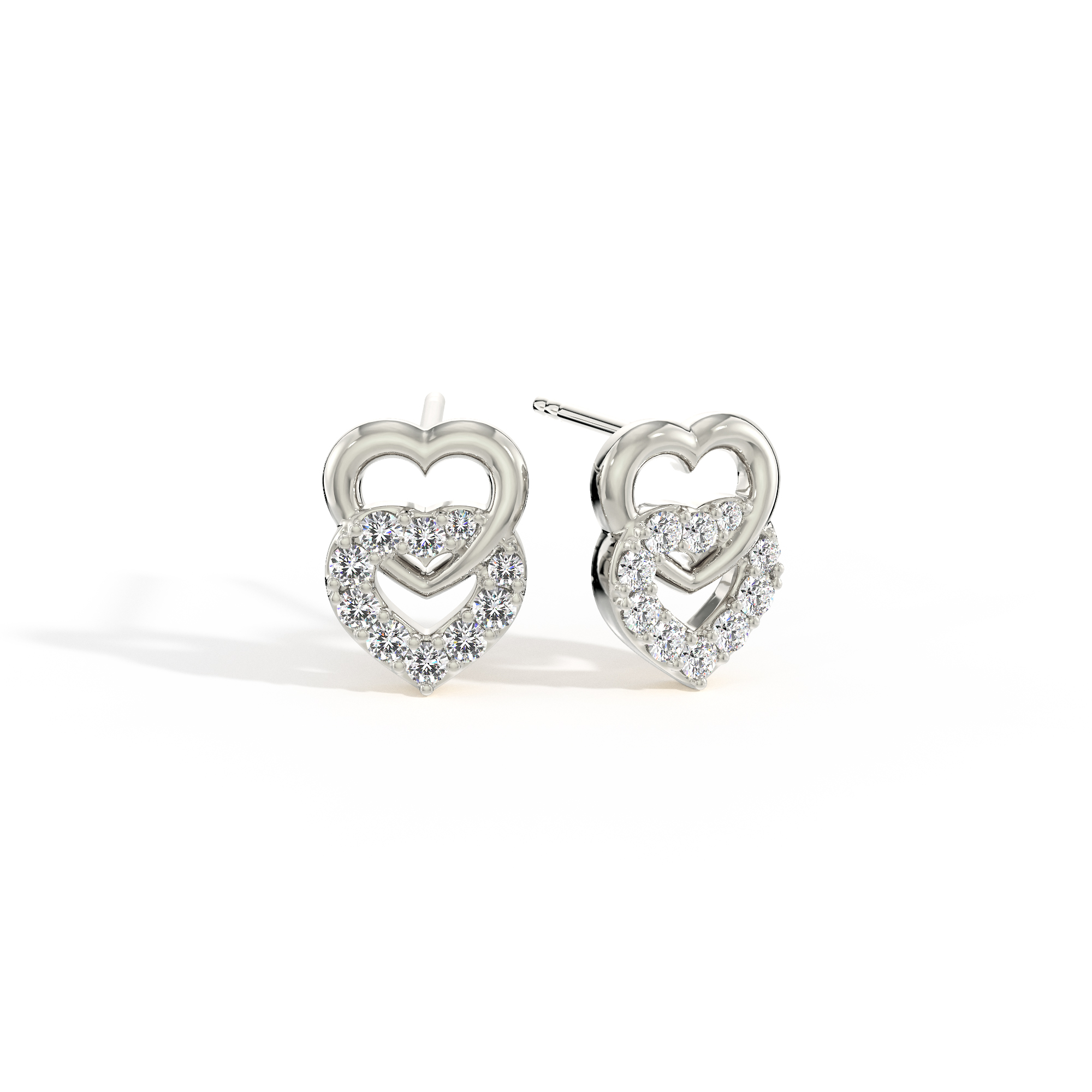 9Kt Entwined Heart Diamond Pendant & Earrings Set