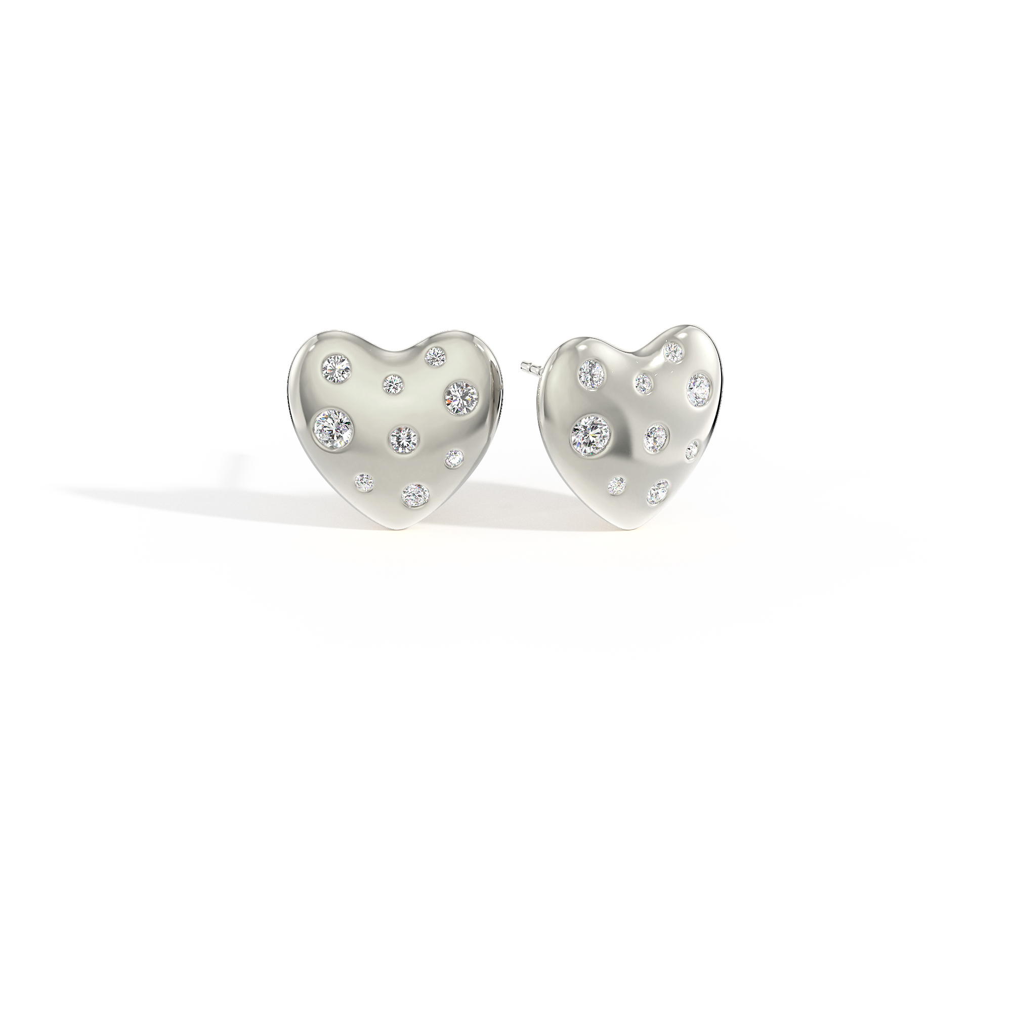 Silver Vermeil Scattered Diamond Heart Pendant & Earrings Set