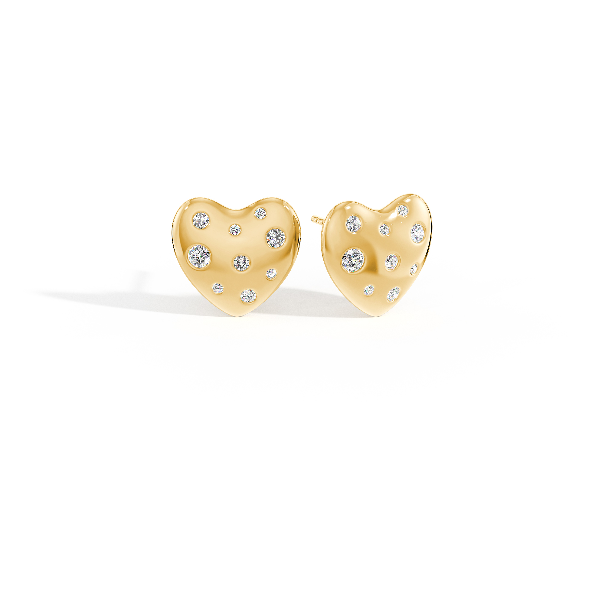Silver Vermeil Scattered Diamond Heart Pendant & Earrings Set