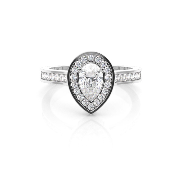 3 Prong Setting Side Stone Halo Engagement Ring